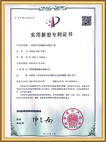 一种海贝尔克磁铁拉力...